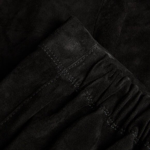 Joseph $1200 Slim Fit Suede Leggings 100% Lambskin with Stretch in Black - Picture 4 of 14